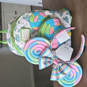 Disney Loungefly Eats MICKEY lollipop swirls EARS & Backpack